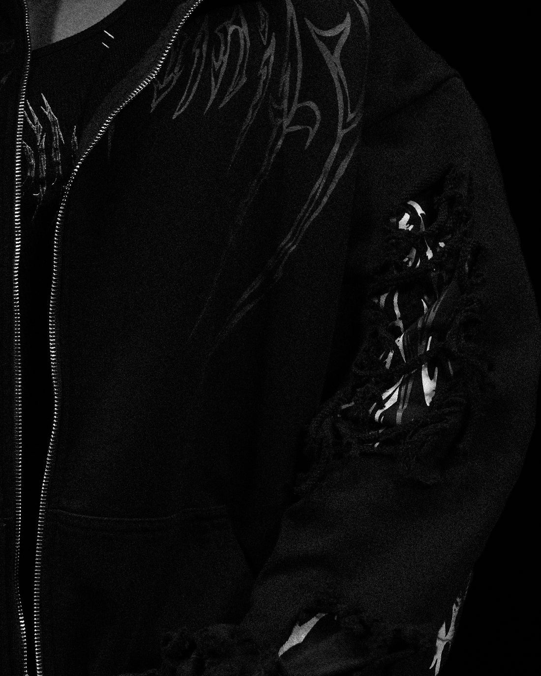 BD-0074 Tarnished Leviathan Oversized Zip-up Hoodie [DARKNESS]