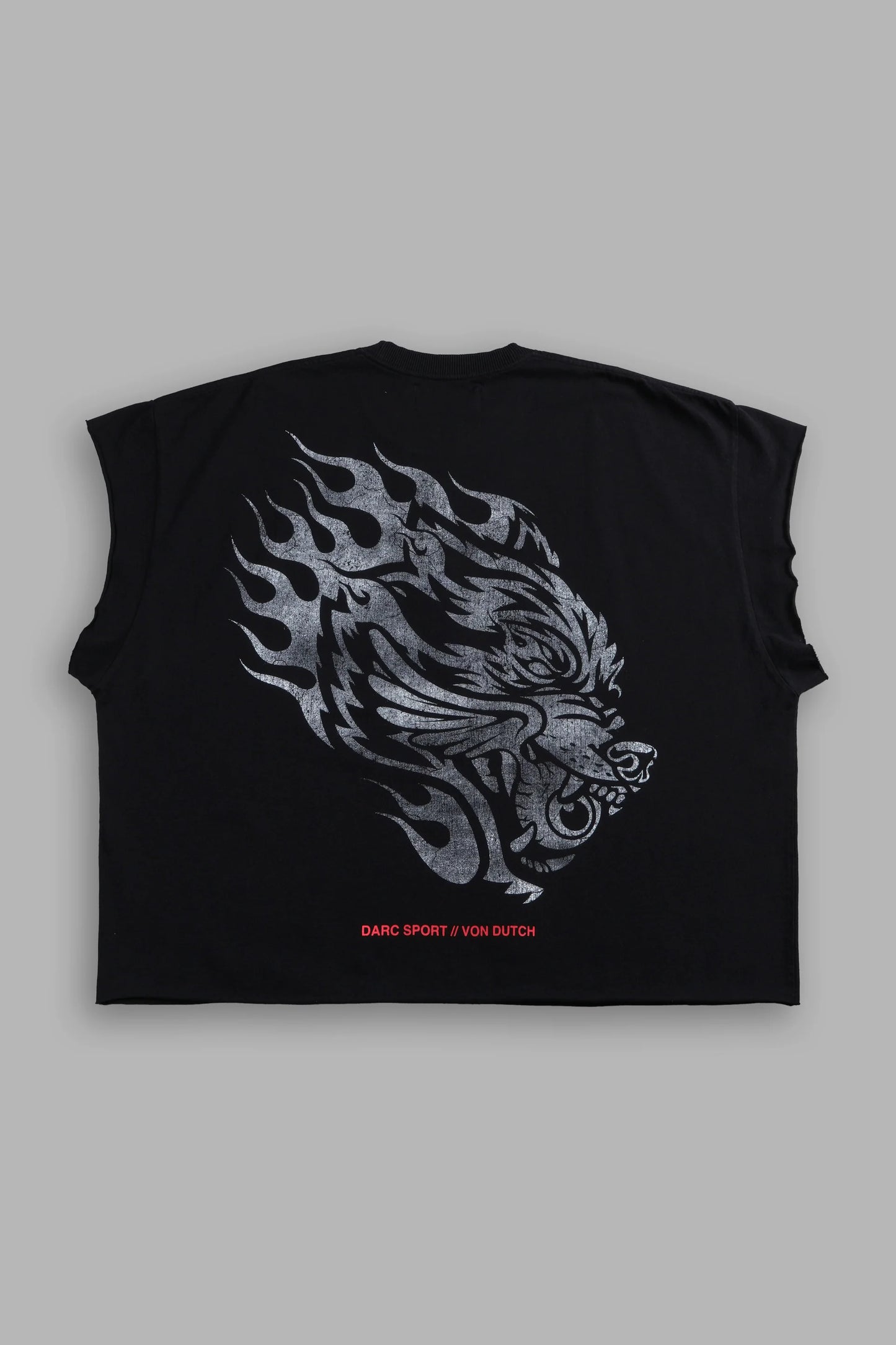 DS/VD-0081 Von Darc Grunge Cut-Off Mid-Length Raw Hem Tee in Black