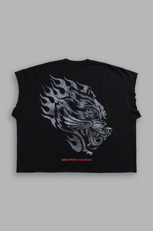 DS/VD-0081 Von Darc Grunge Cut-Off Mid-Length Raw Hem Tee in Black