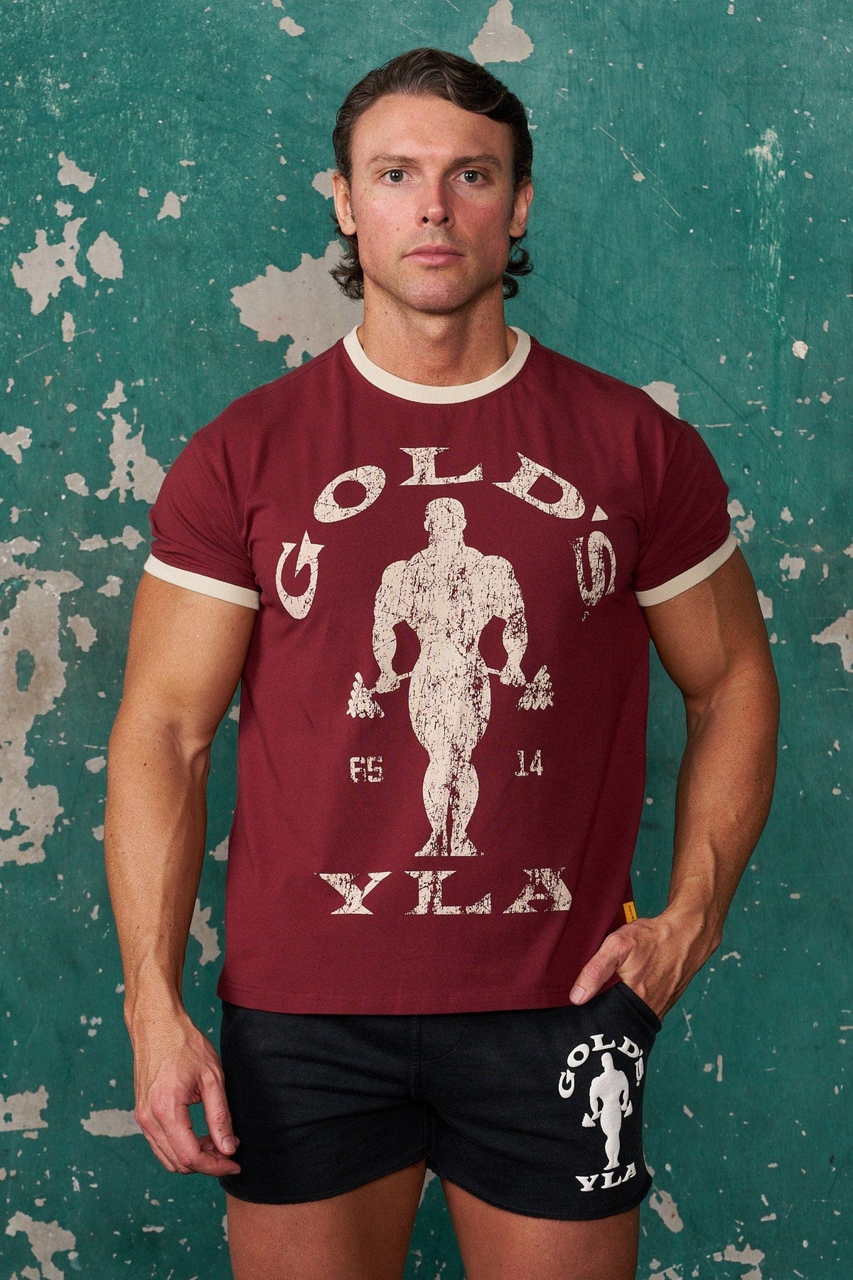 4009 - Gold’s Gym Ringer Tees - Burgundy