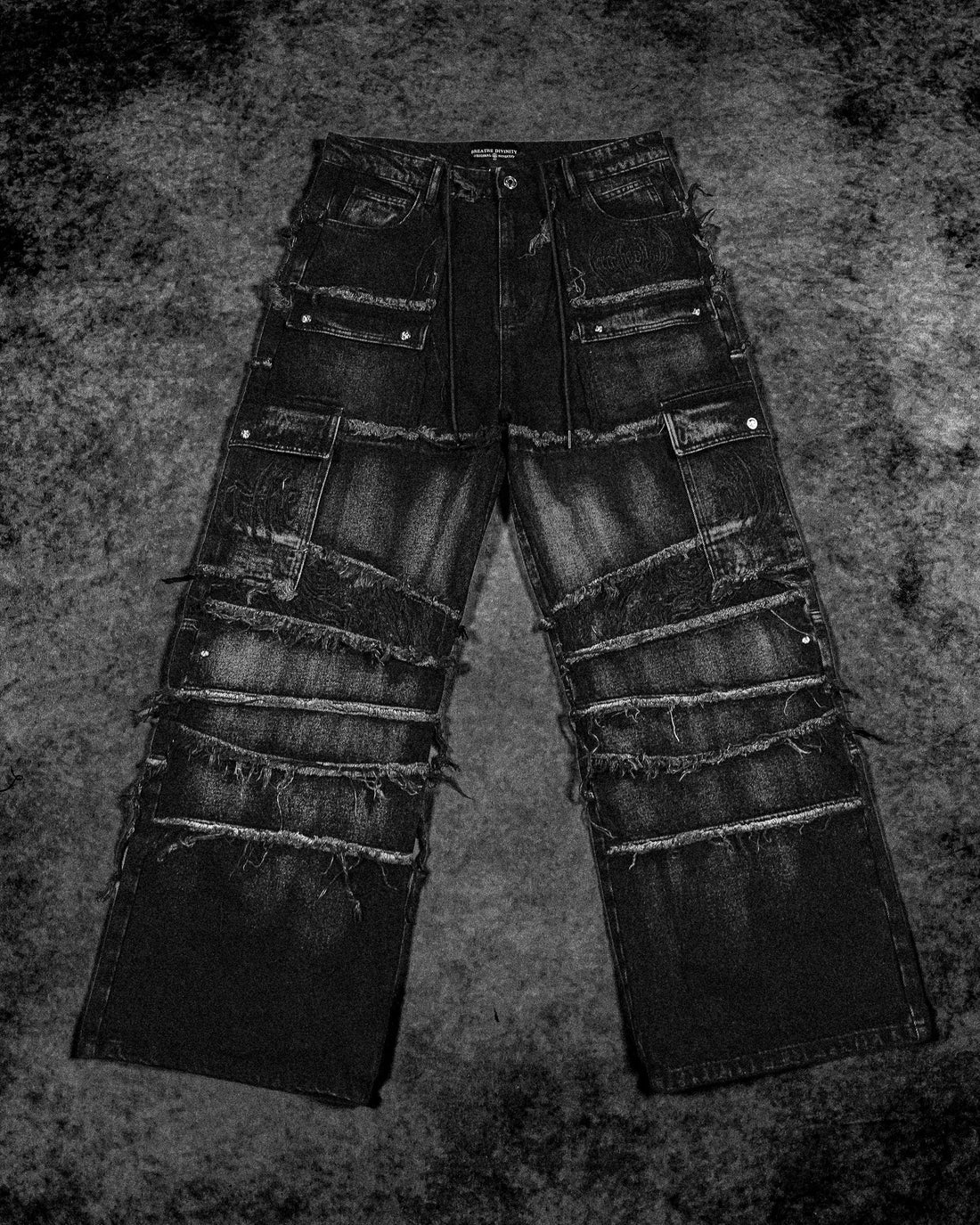 BD-0096 Oversized Distressed Denim Cargo jeans [ALLOY WASH]