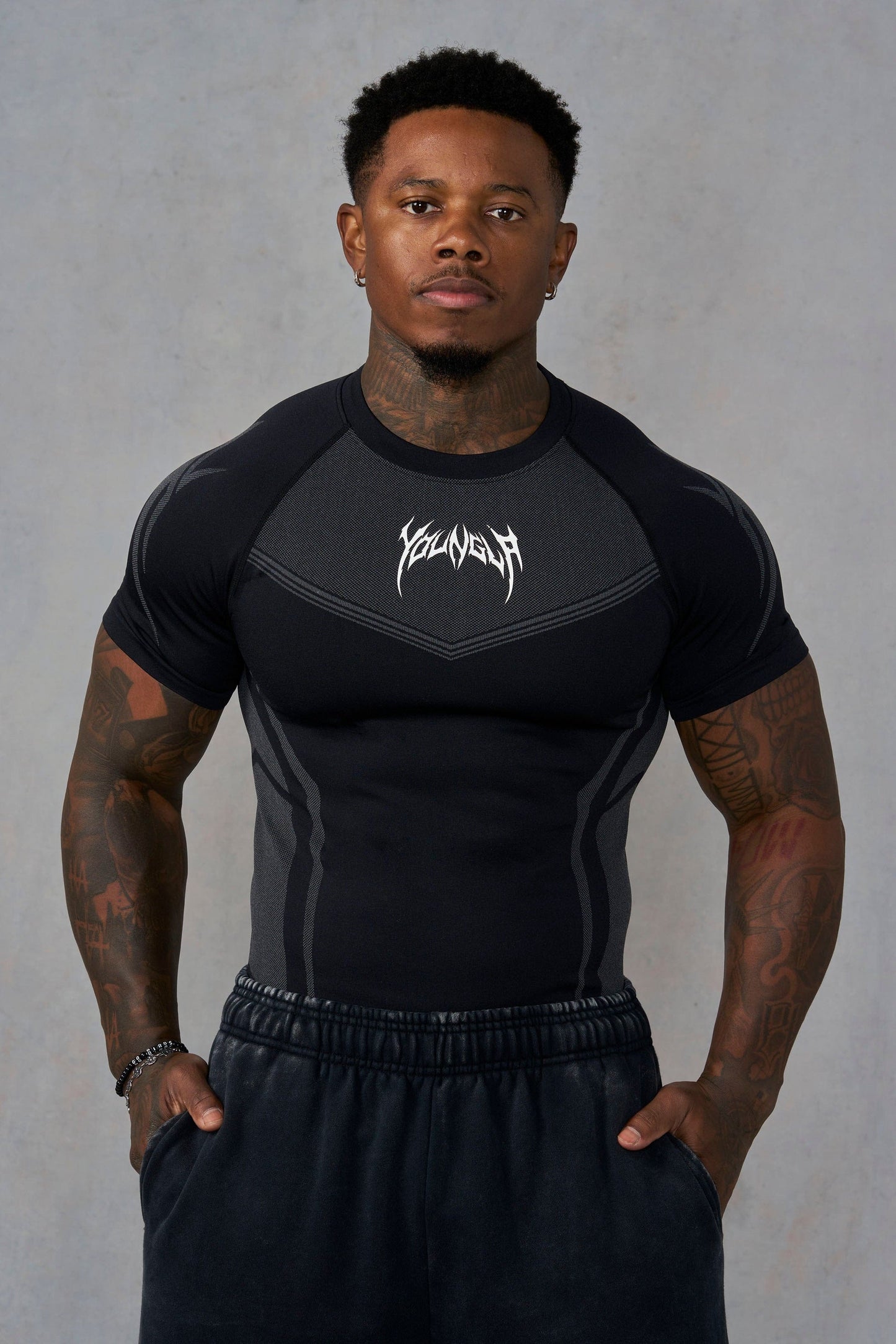 4065 - Warrior X Compression Tees - Black/Grey