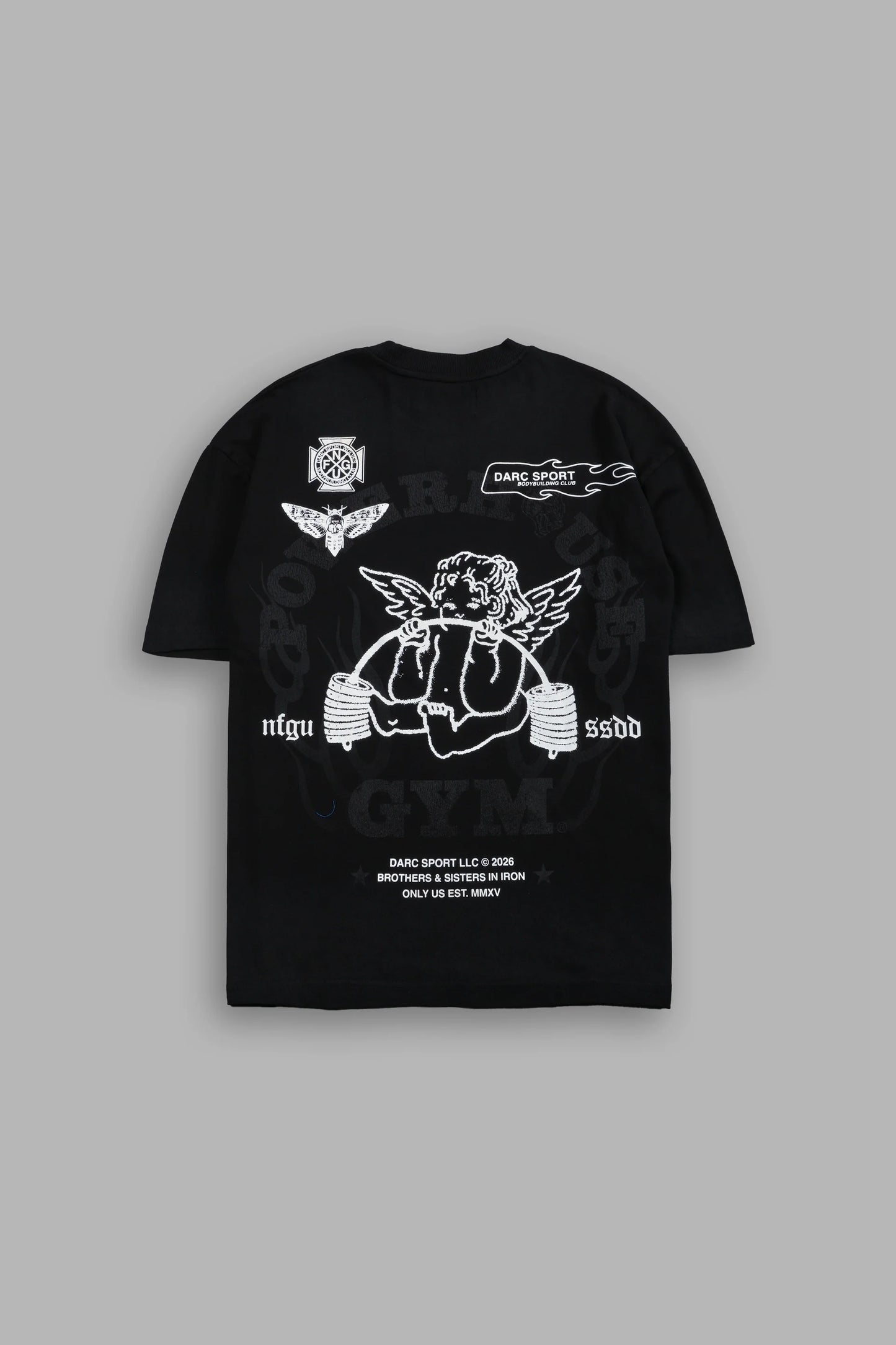DS-0113 Powerhouse of the Cherub Unisex Premium Oversized Tee in Black Drift Wash