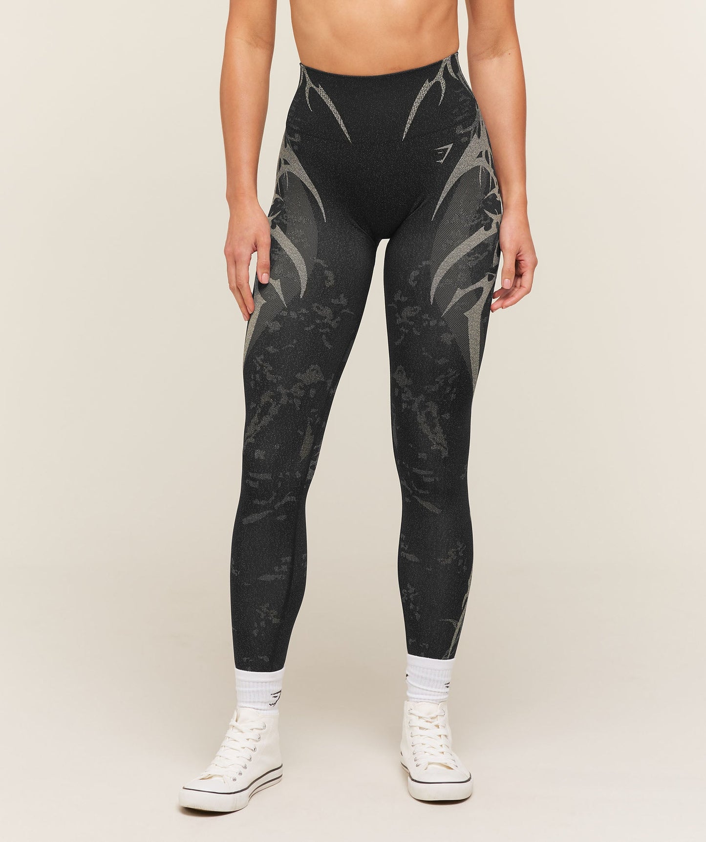 GSW-0104 Storm Seamless Leggings - Black/Tinted White