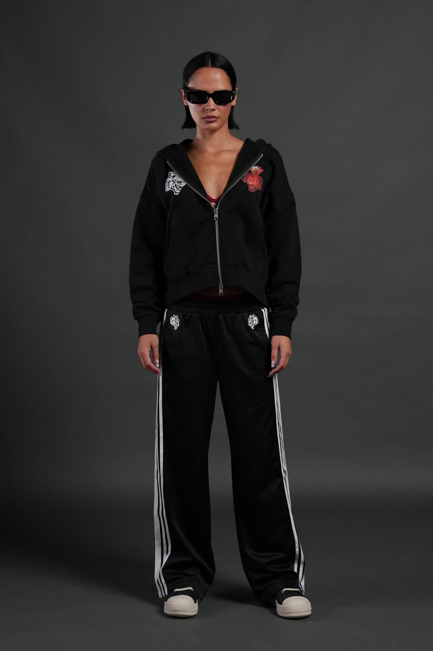 DSHE-0040 Heart Oath Vex Double Zip Hoodie in Black