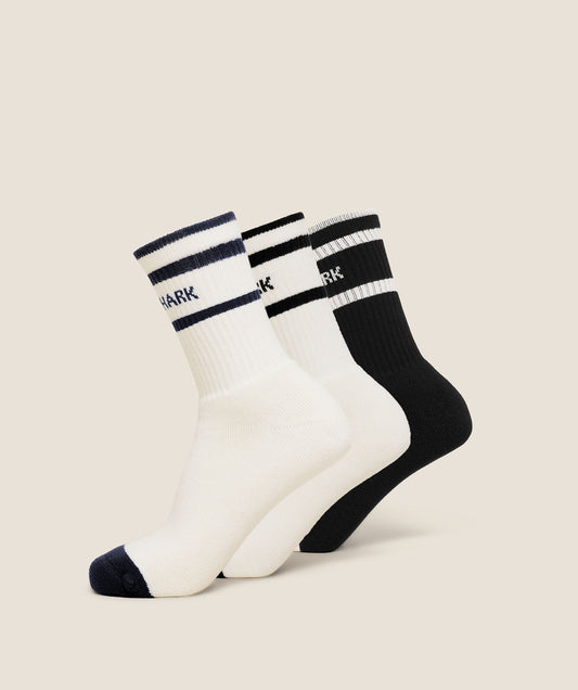 GSA-0049 - Essentials Crew Sock 3pk - Soft White/Black/Heavy Blue