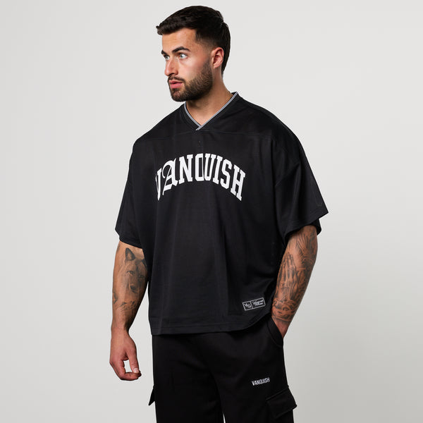 Varsity Black Oversized Boxy Football Jersey