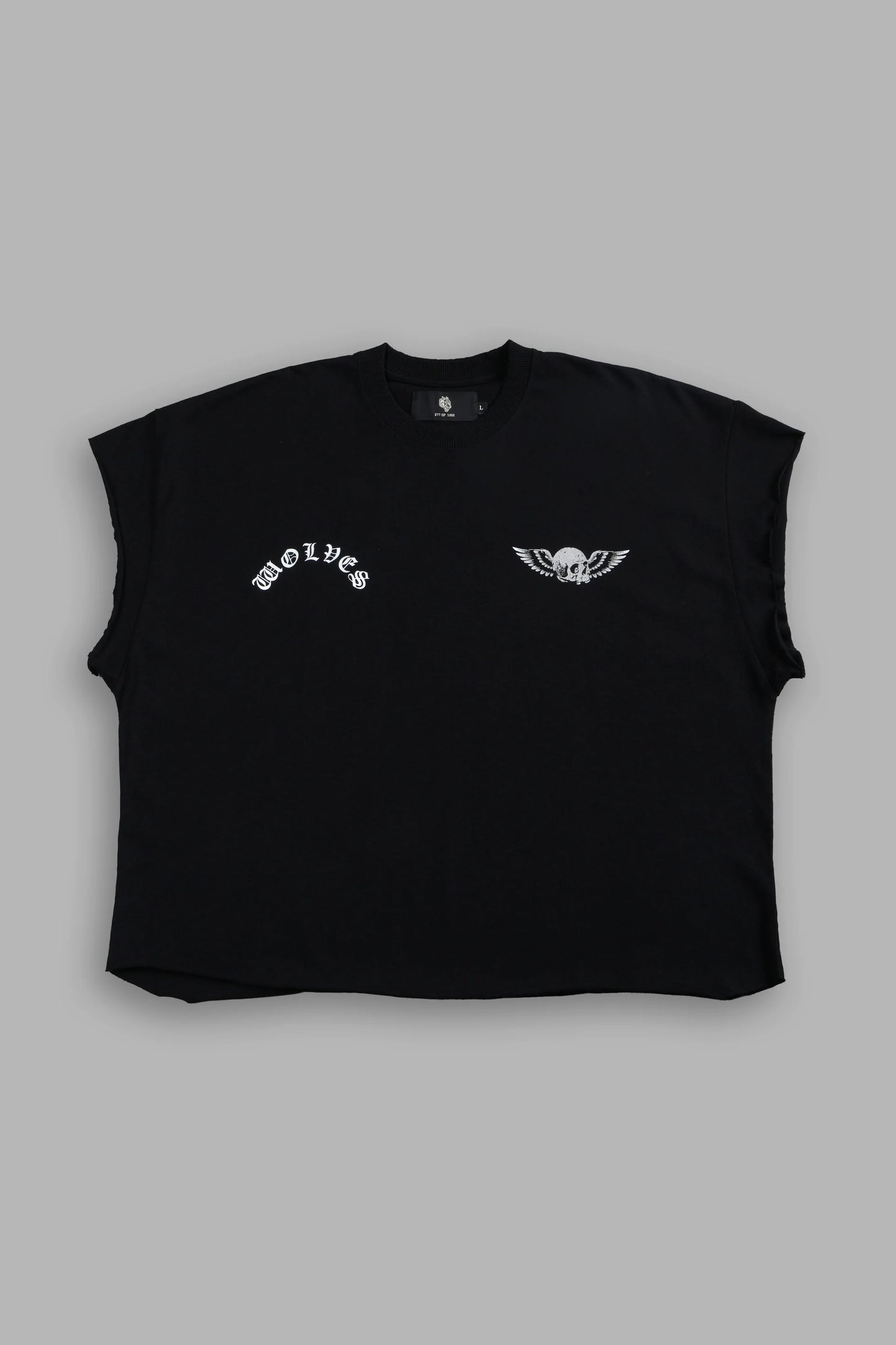 DS-0198 Darc Creed Grunge Cut-Off Tee in Black