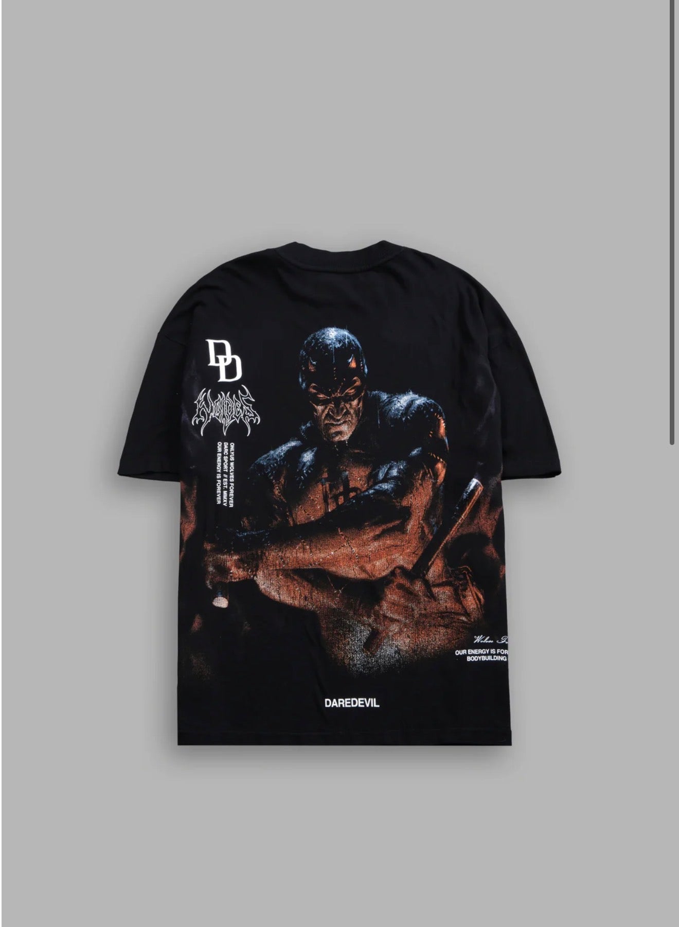 DS-0246 DEVIL IN THE FLAMES SIDE-BY-SIDE SERIES PREMIUM OVERSIZED TEE IN BLACK