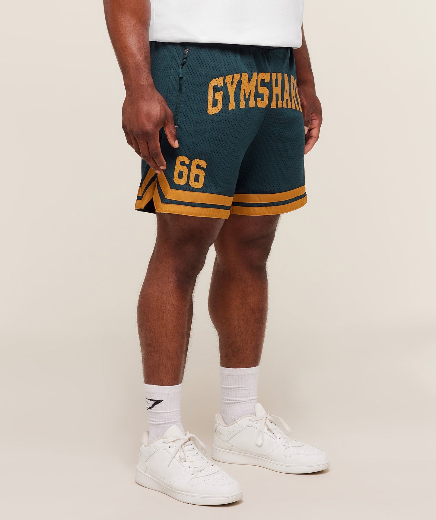 GS-0089 Varsity Mesh Shorts - Deep Petrol Blue/Antique Gold