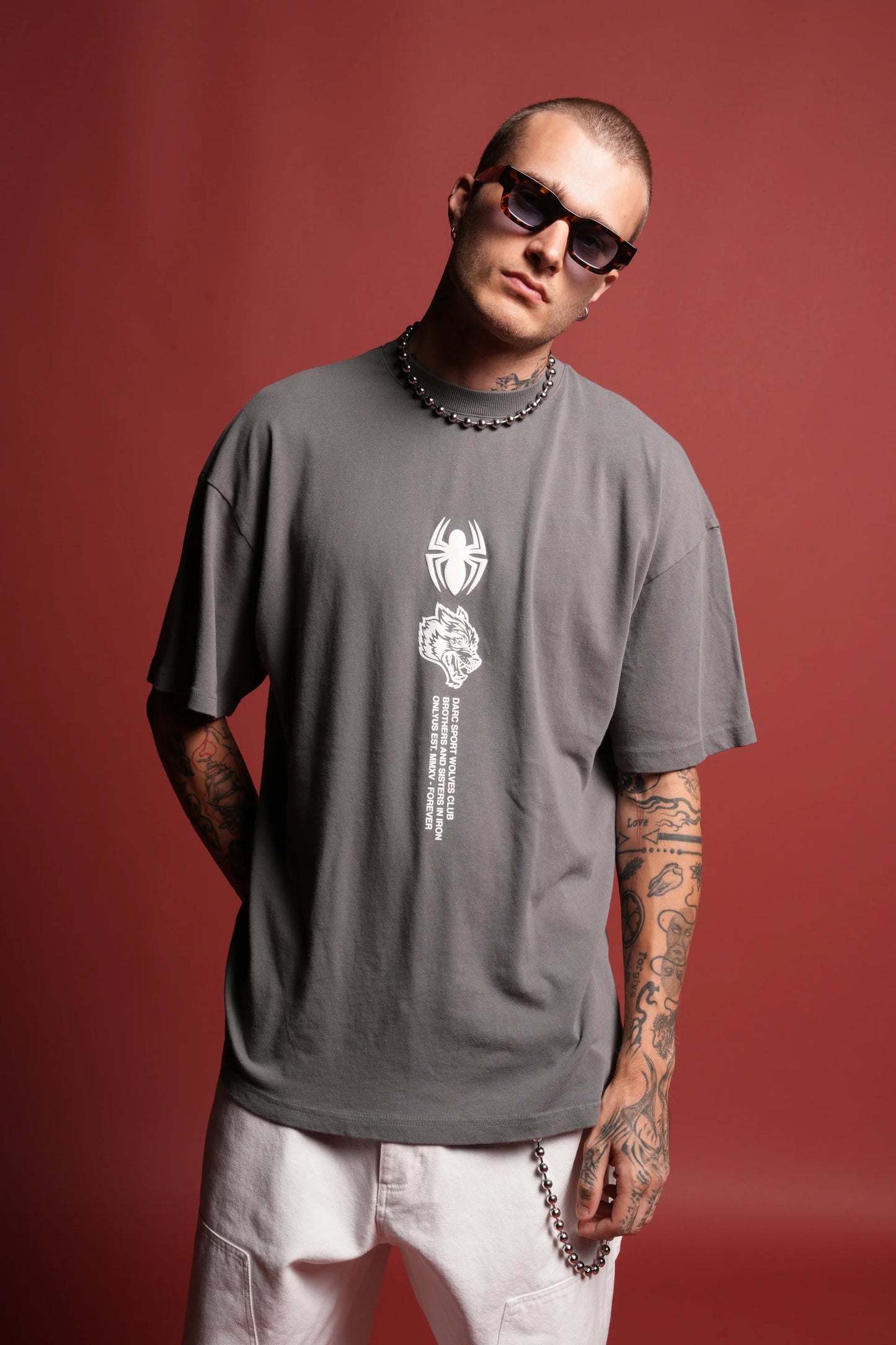 DS-0241 Dark Symbiote Premium Oversized Tee in Slate Gray