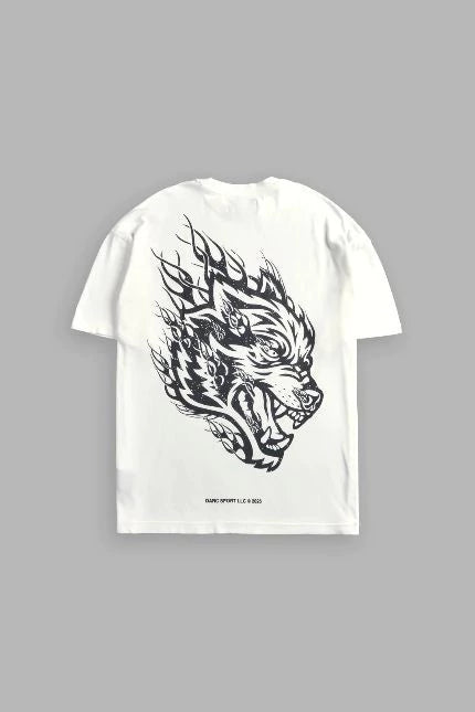 DS-0047 Wolves Inferno “Premium” Oversized Tee in Cream