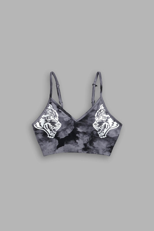 DSHE-0056 Dual Wolf Chopper “Everson Seamless” Sports Bra in Black Ghost Clouds