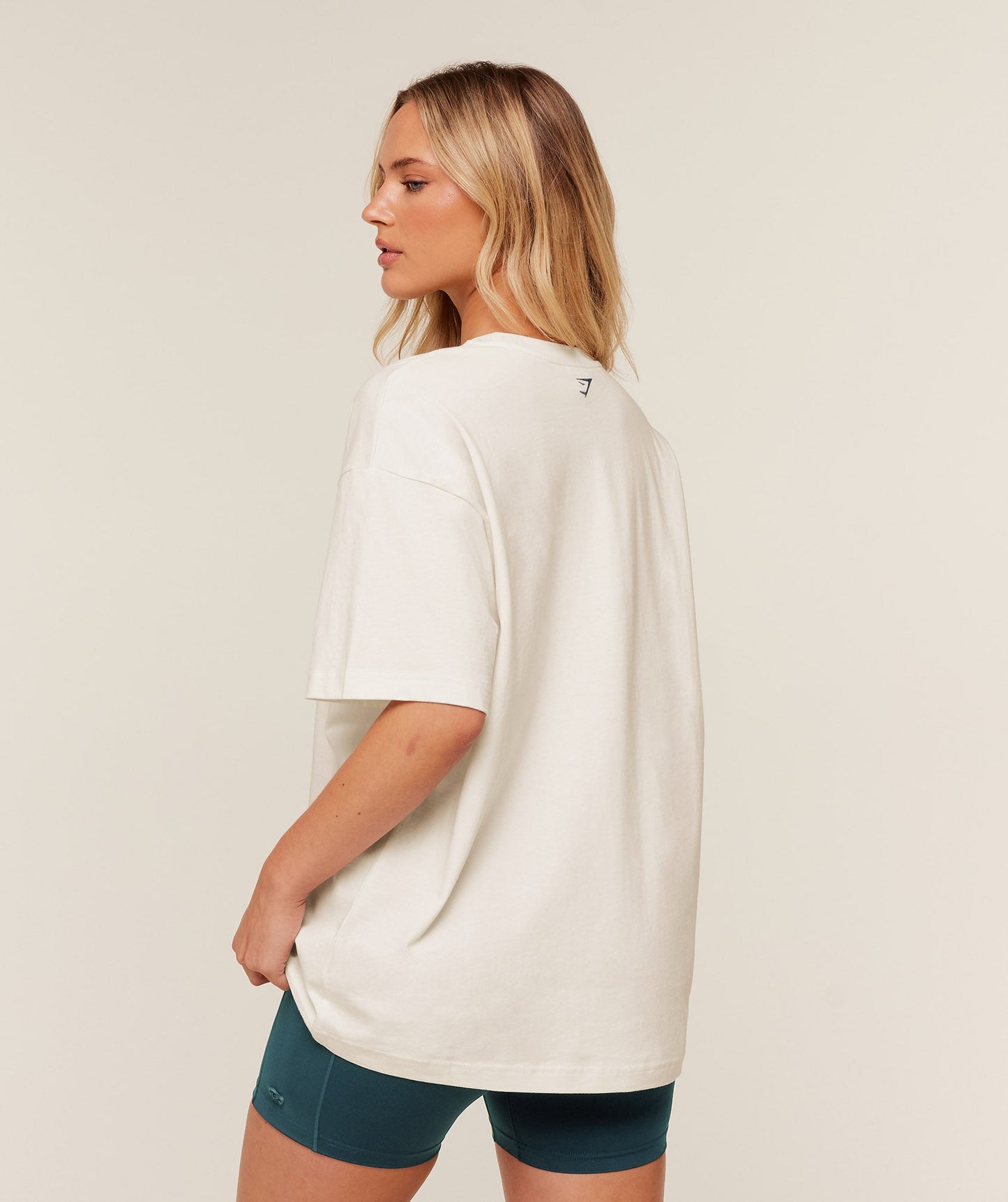 GSW-0096 Gymshark Collegiate Graphic T-Shirt - GS Soft White