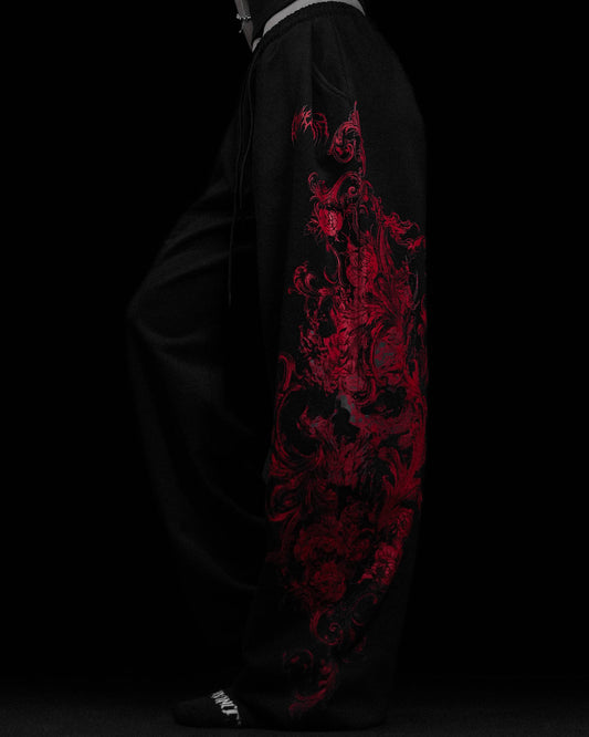 BD-0070 Women's Death Rose Banana Shaped Uncuffed Sweatpants [NIGHTMARE]