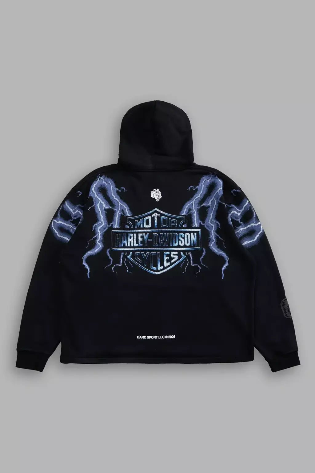 DS/HAR-0065 Iron Lighting “Moaty” Hoodie in Black Drift Wash