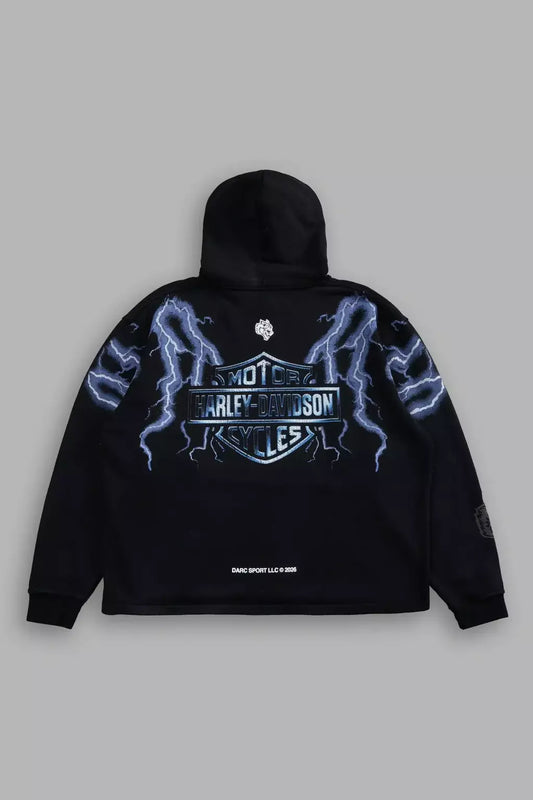 DS/HAR-0065 Iron Lighting “Moaty” Hoodie in Black Drift Wash