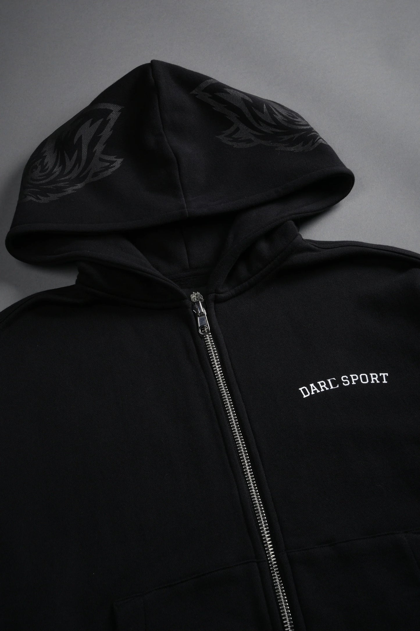 DS-0192 Inner Wolf Vex Double Zip Hoodie in Black