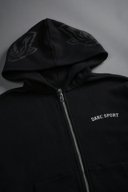 DS-0192 Inner Wolf Vex Double Zip Hoodie in Black