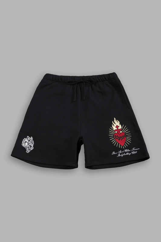 DS-0104 Doomed Love Post Lounge Sweat Shorts in Black