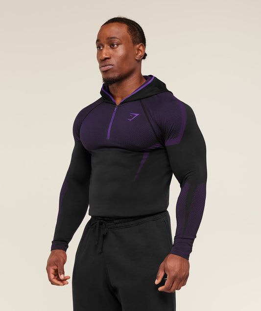 GS-0083 Onyx 5.0 Seamless Hoodie - Black/Athletic Purple