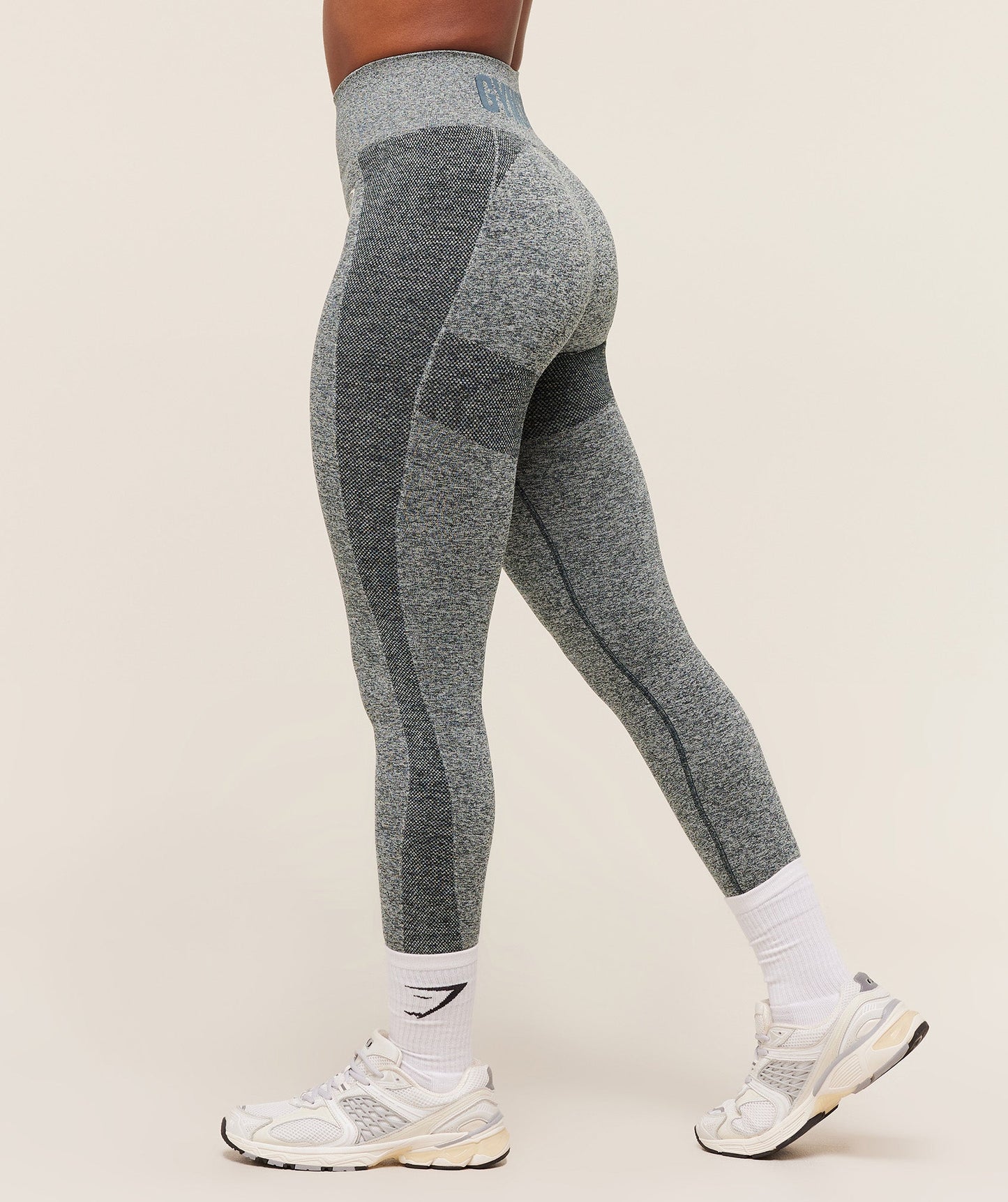 GSW-0141 Flex High Waisted Leggings - Deep Petrol Blue/White Marl