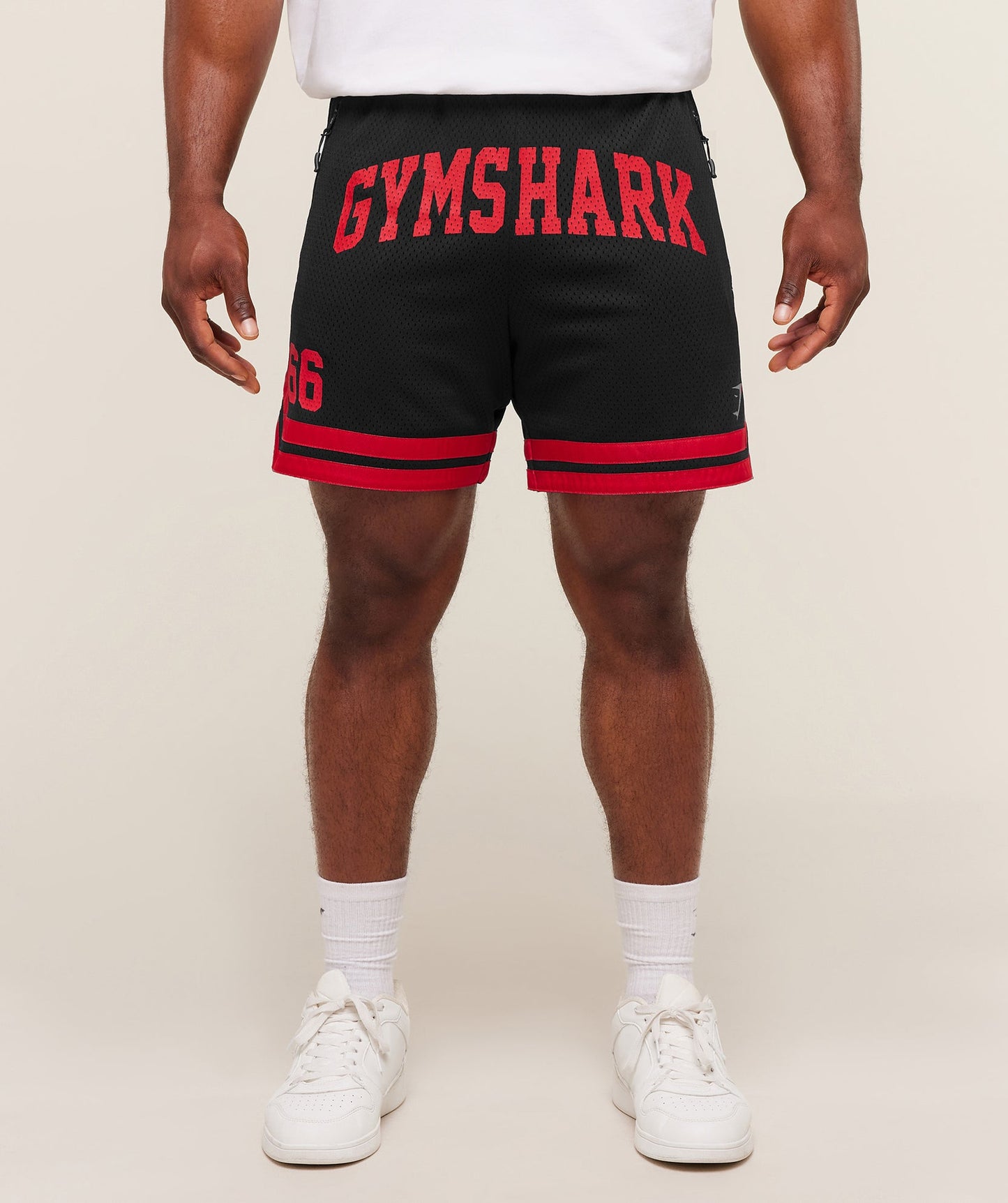 GS-0089 Varsity Mesh Shorts - Black/Conditioning Red