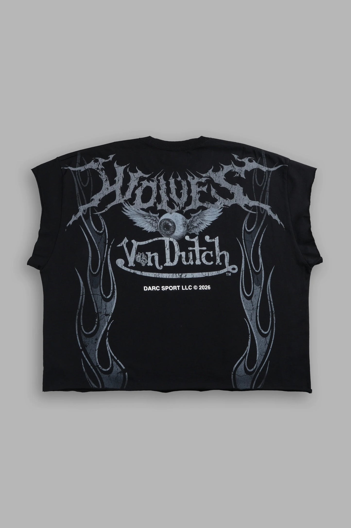 DS/VD-0080 Take-Off Grunge Cut-Off Mid-Length Raw Hem Tee in Black