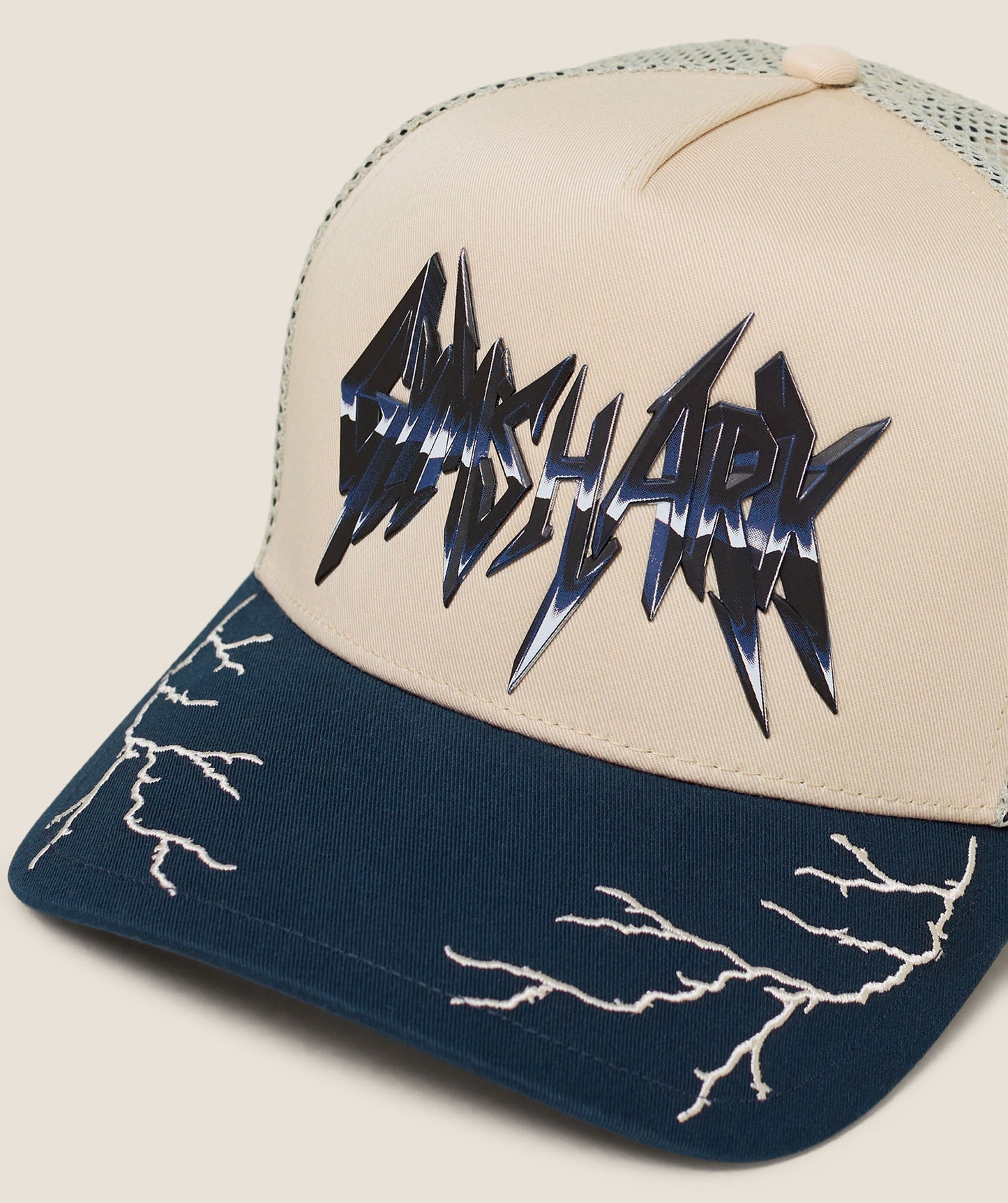GSA-0047 Lightning Graphic Trucker Cap - Tinted White
