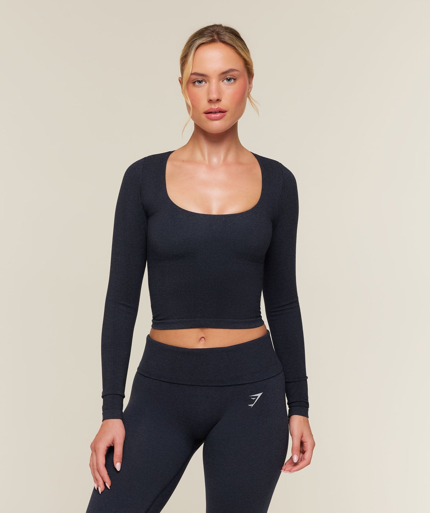 GSW-0078 CottonMove™ Midi Long Sleeve Top - Deep Blue Marl