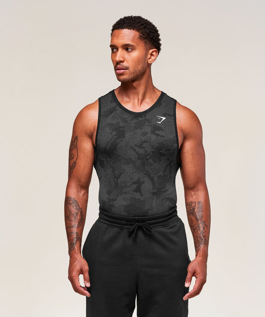 GS-0155 Geo Seamless Tank - Black/Charcoal Grey