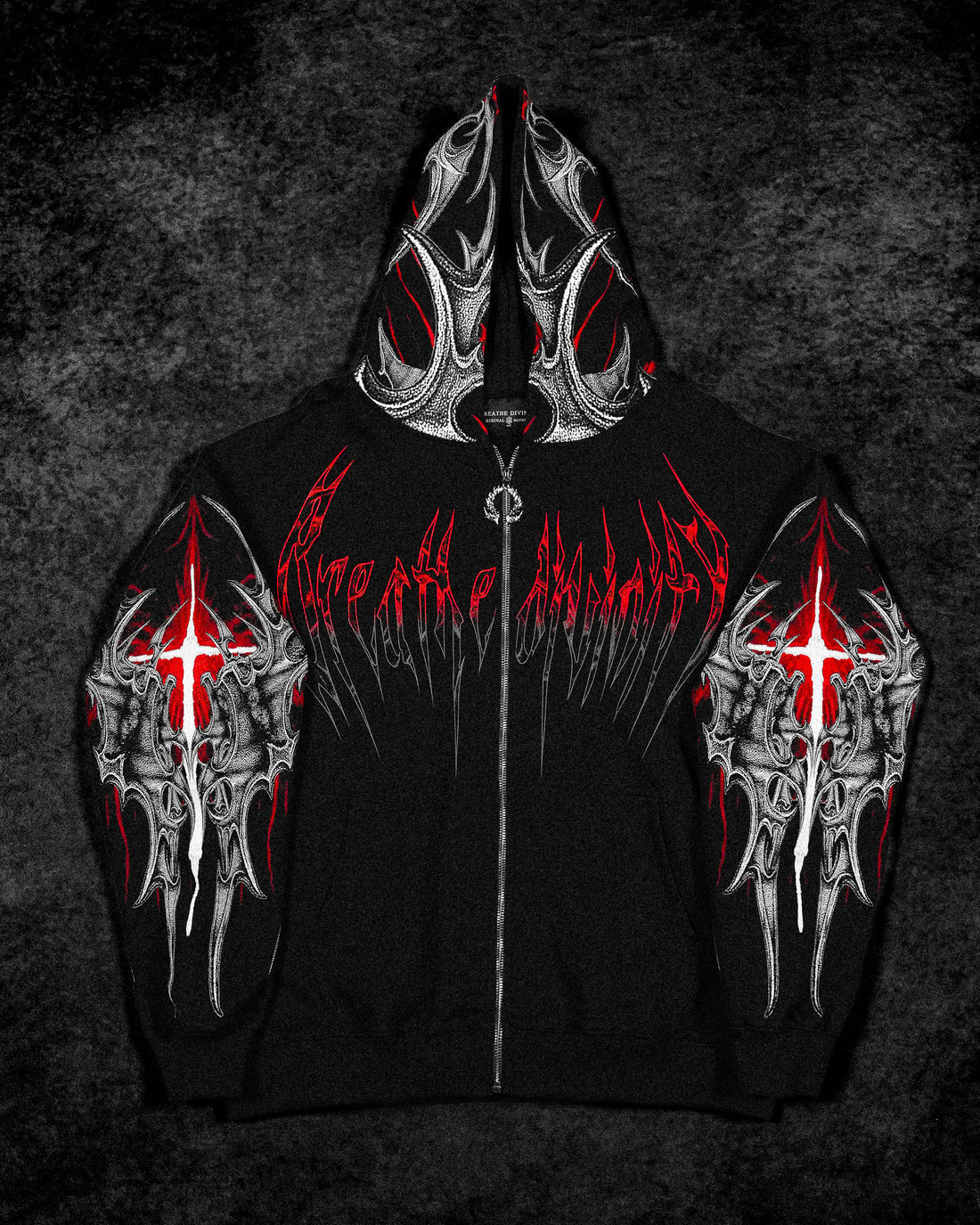 BD-0068 Death Blight Oversized Zip-Up Hoodie [HEAVENLY RED]
