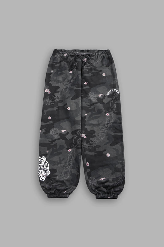 DSHE-0068 Wolf Chopper Lightweight Lounger Sweat Pants in Warrior In A Garden Black Camo