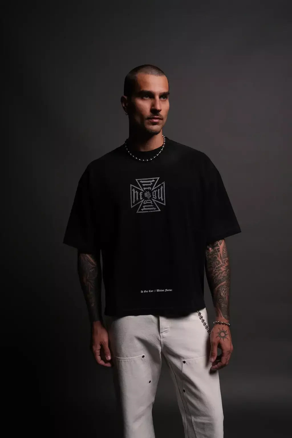 DS-0052 Loyal To The Core “Grunge” Box Cut Tee in Black Drift Wash