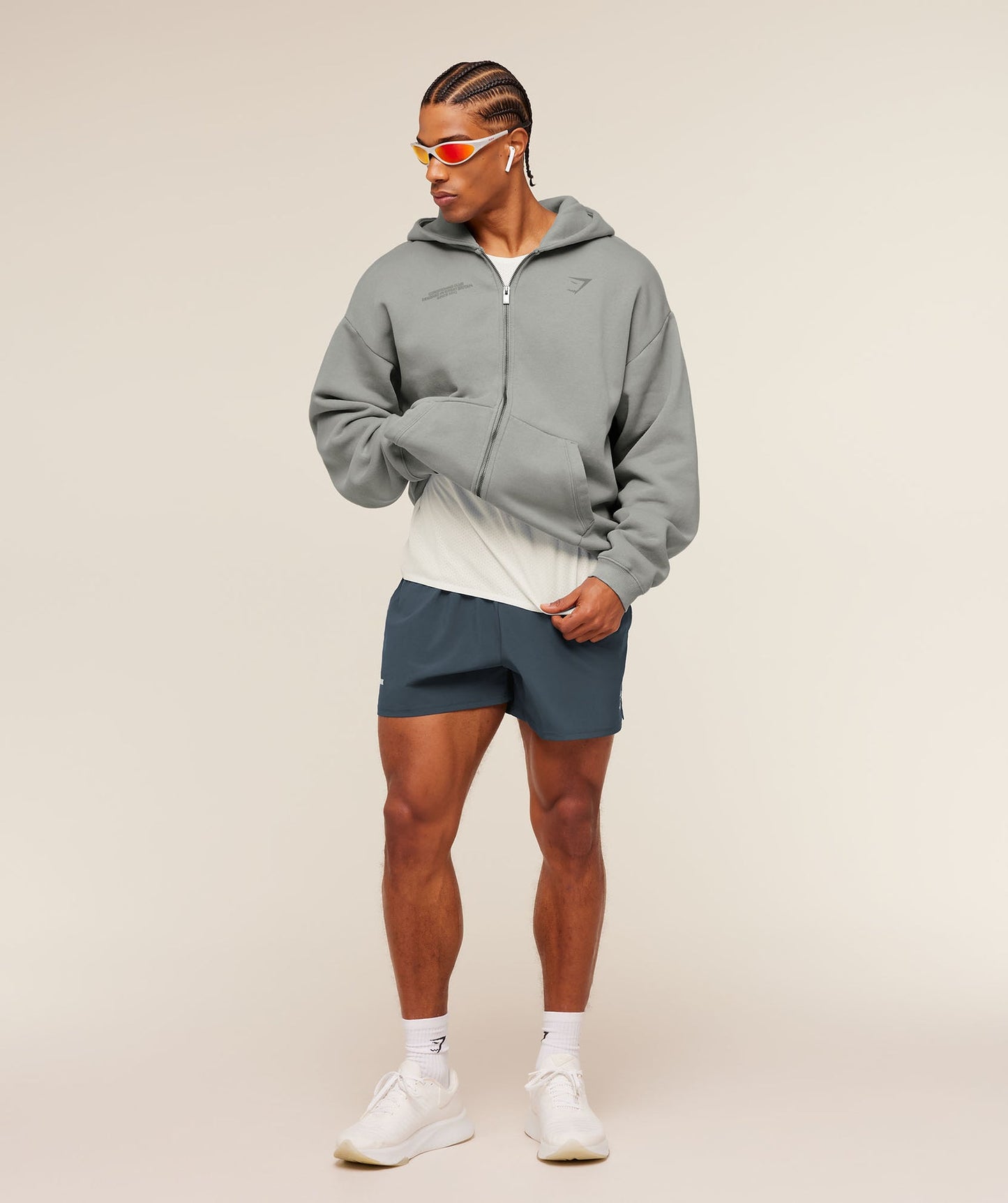 GS-0095 Conditioning Club Washed Zip Through Hoodie - Smokey Grey/Wash