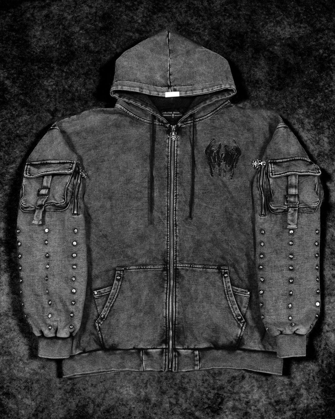 BD-0072 Metallic Tactical Oversized Cargo Zip-up Jacket [VINTAGE]