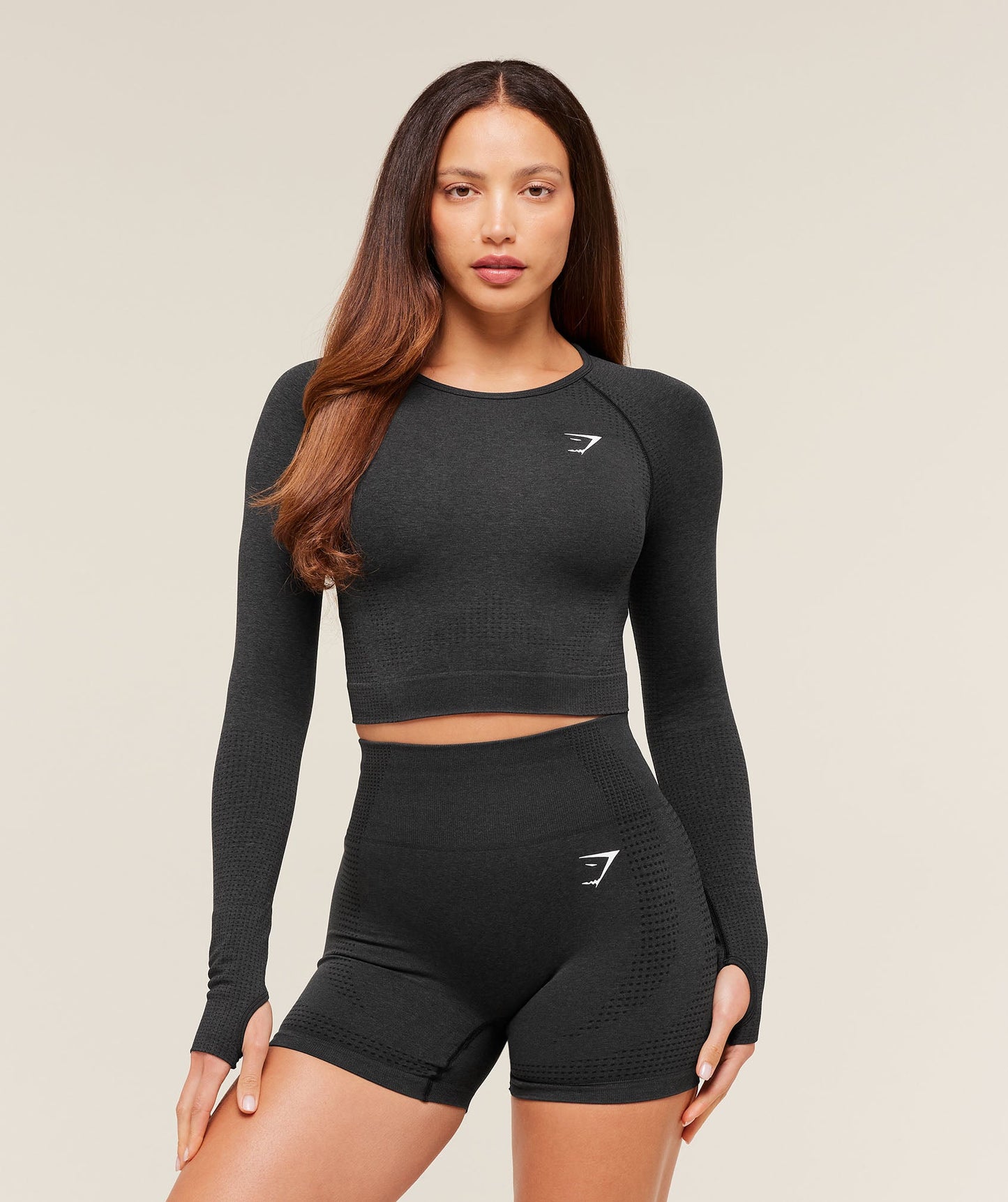 GSW-0135 Vital Crop Top - Black Marl