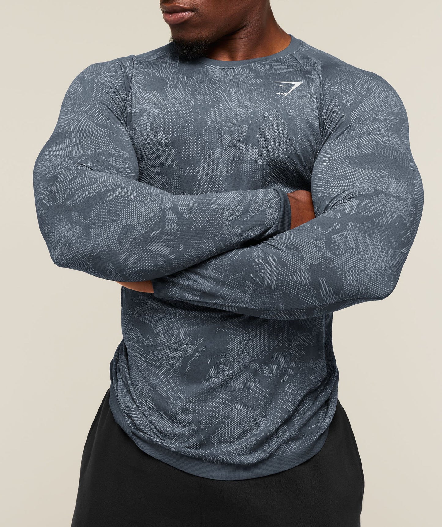 GS-0013 Geo Seamless Long Sleeve T-Shirt - Shadow Blue/Tranquil Blue