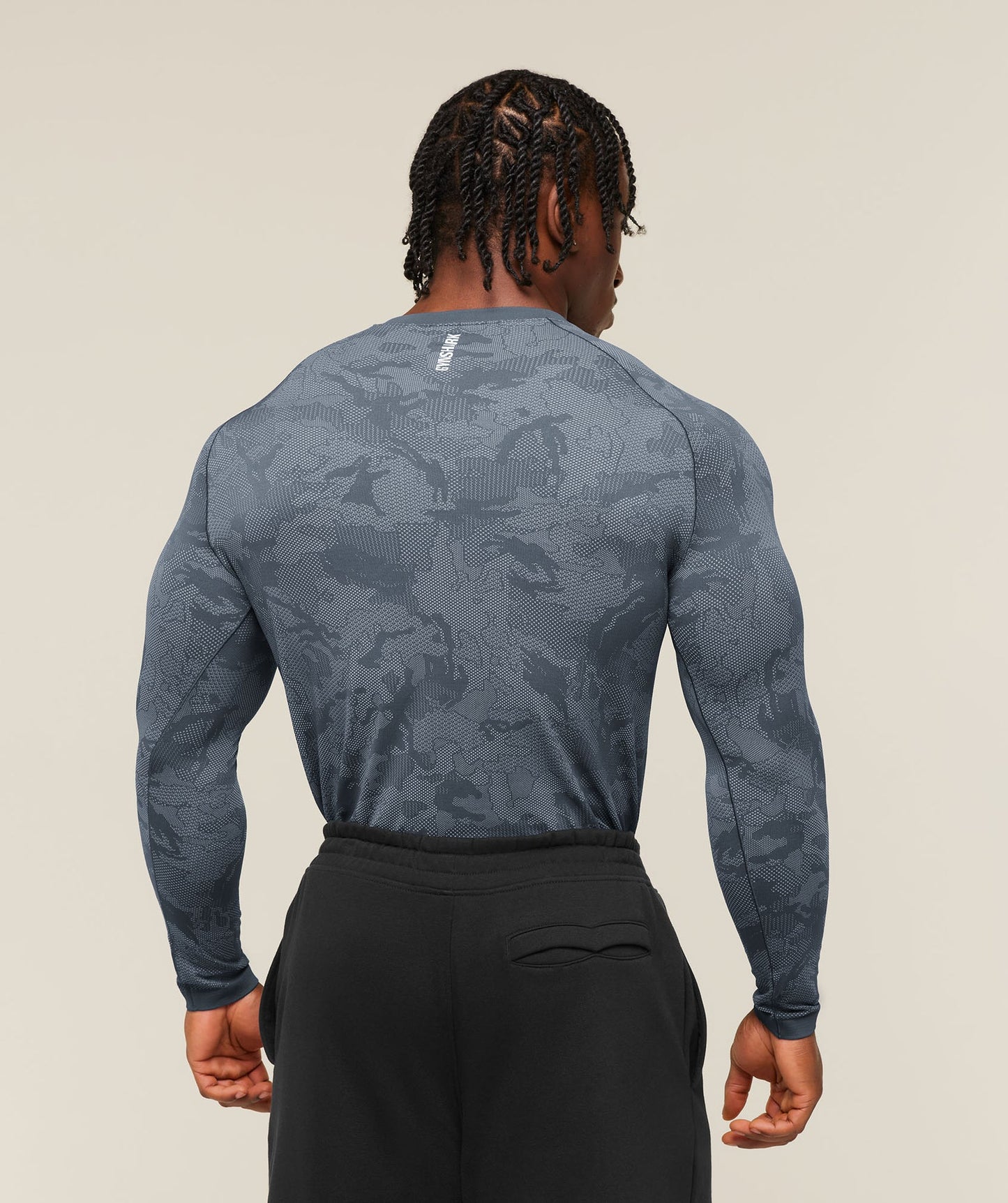 GS-0013 Geo Seamless Long Sleeve T-Shirt - Shadow Blue/Tranquil Blue