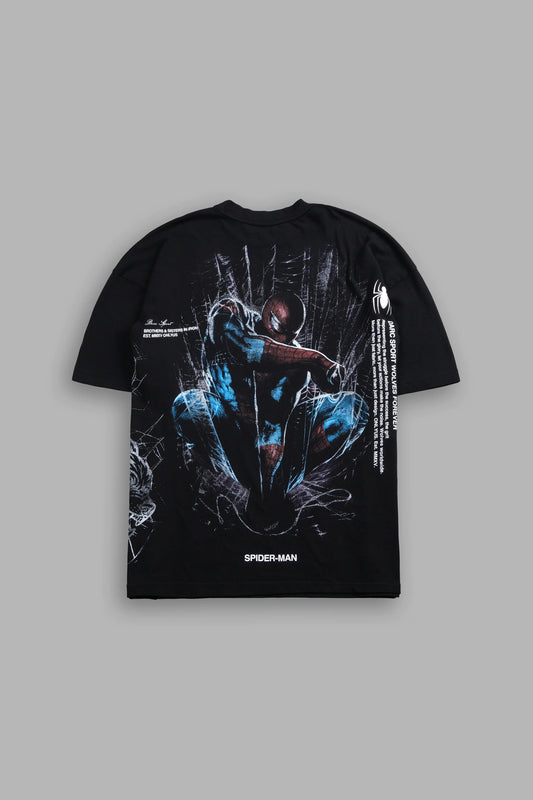 DS-0246 Night Spider Side-By-Side Series Premium Oversized Tee in Black