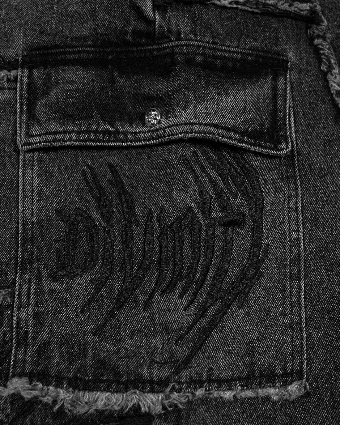 BD-0096 Oversized Distressed Denim Cargo jeans [VINTAGE WASH]