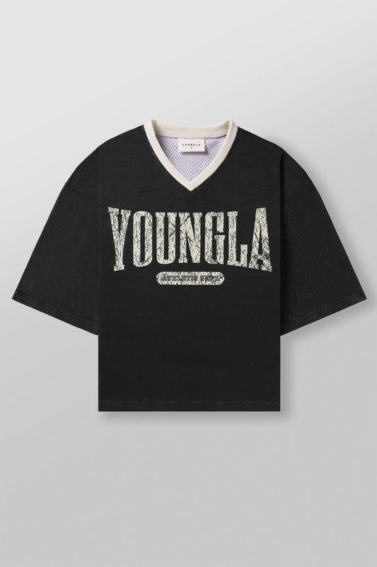 4187 - Varsity Football Cropped Jersey - Black
