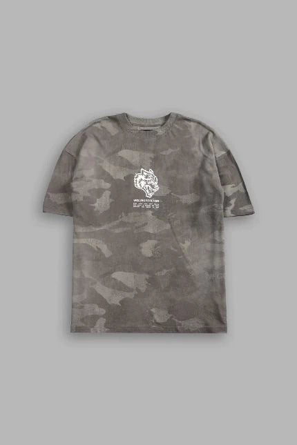 DS-0044 Wolves Have Your Back Unisex “Premium” Oversized Tee in Lush Vintage Woodland Camo