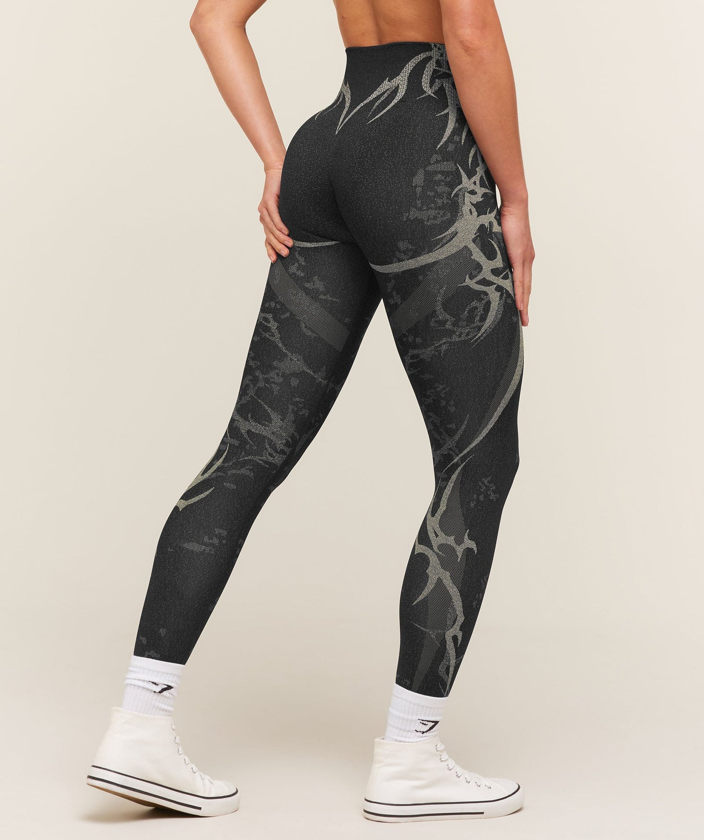 GSW-0104 Storm Seamless Leggings - Black/Tinted White
