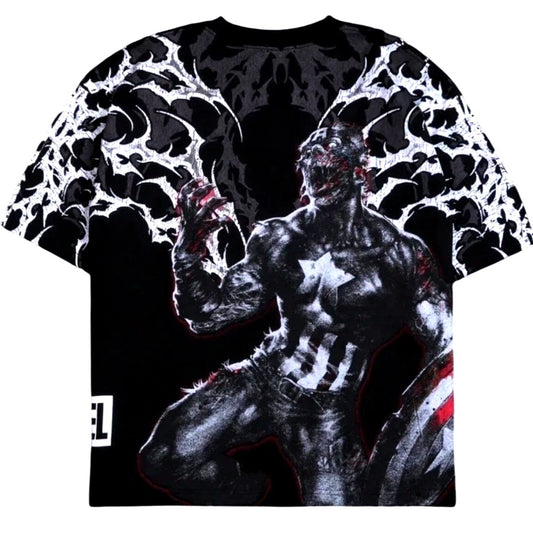 Captain America Zombie “Side By Side” 199X Oversized Tee in Black