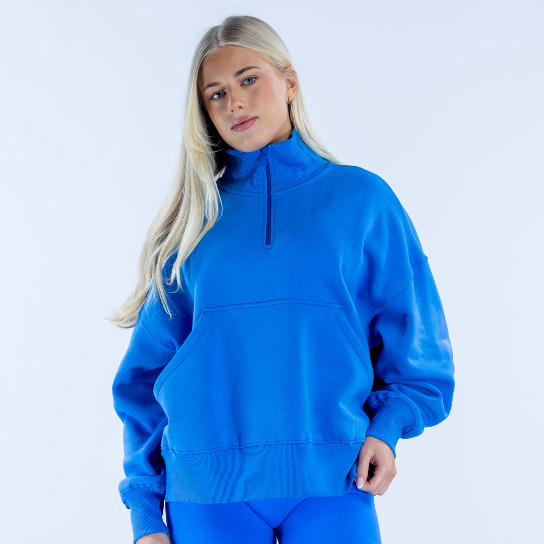 Signature Quarter Zip Sweatshirt | Electric Blue