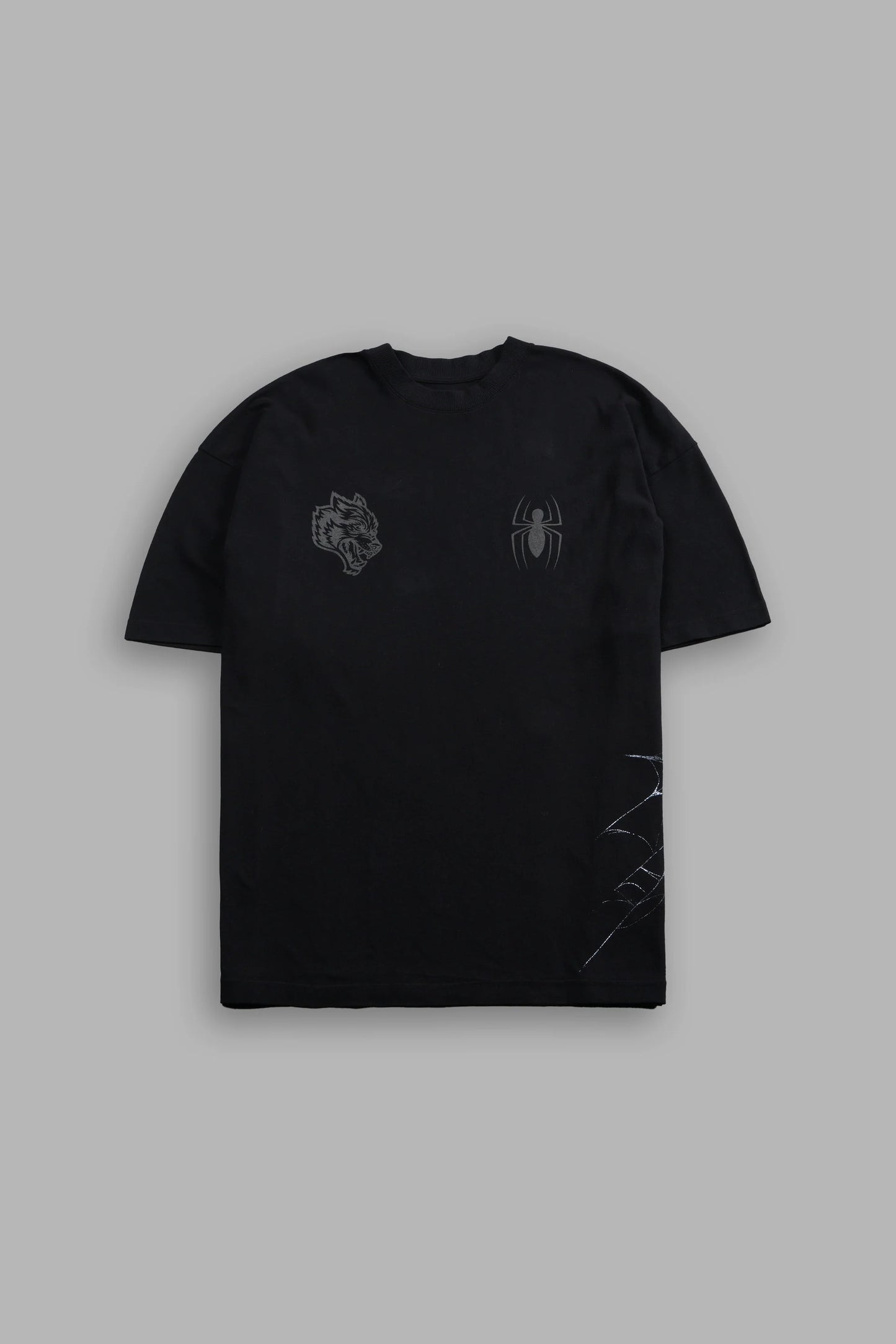 DS-0246 Night Spider Side-By-Side Series Premium Oversized Tee in Black
