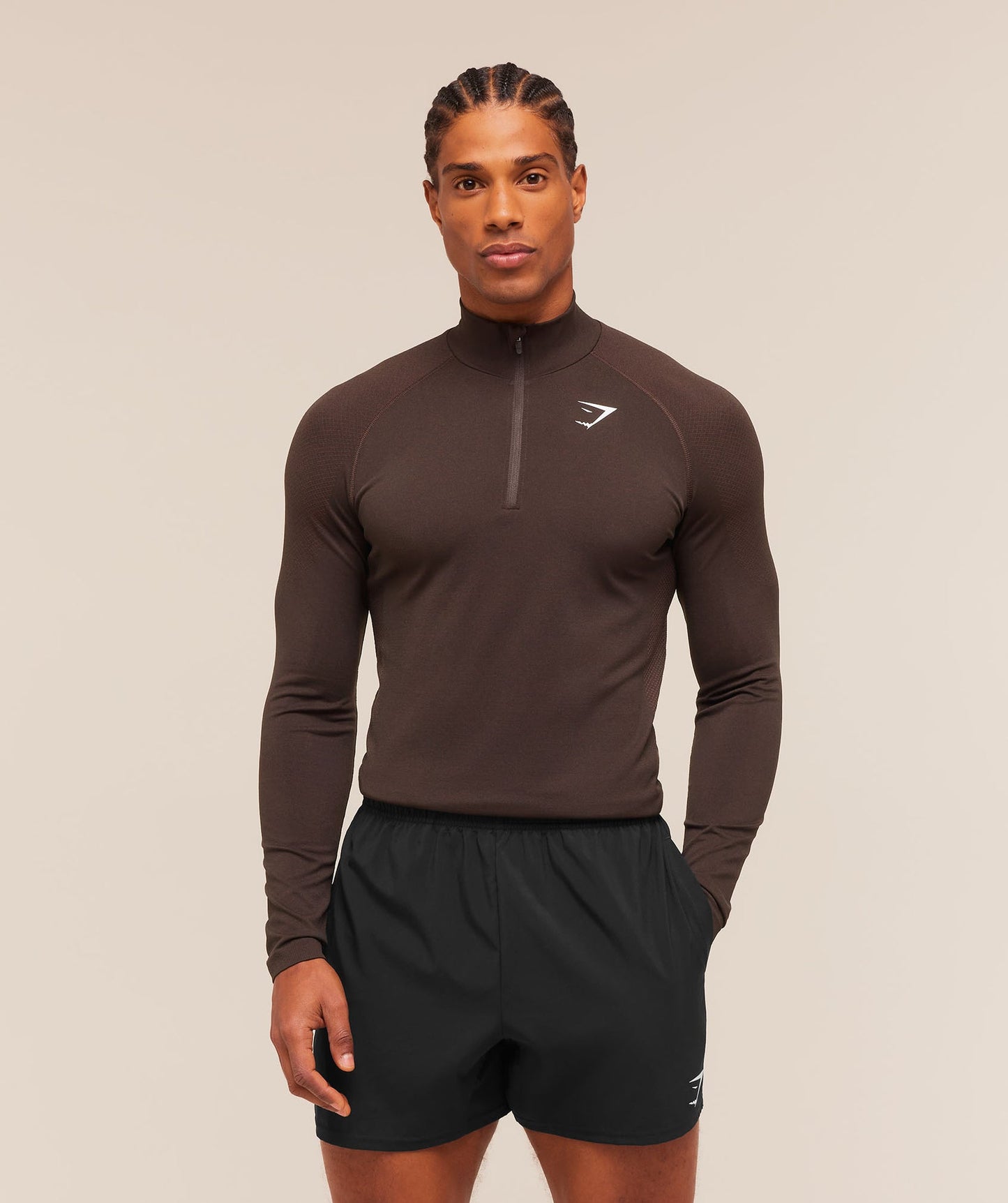 GS-0003 Vital Seamless 1/4 Zip - Walnut Brown/Espresso Brown