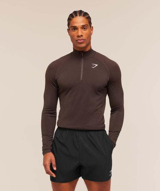 GS-0003 Vital Seamless 1/4 Zip - Walnut Brown/Espresso Brown