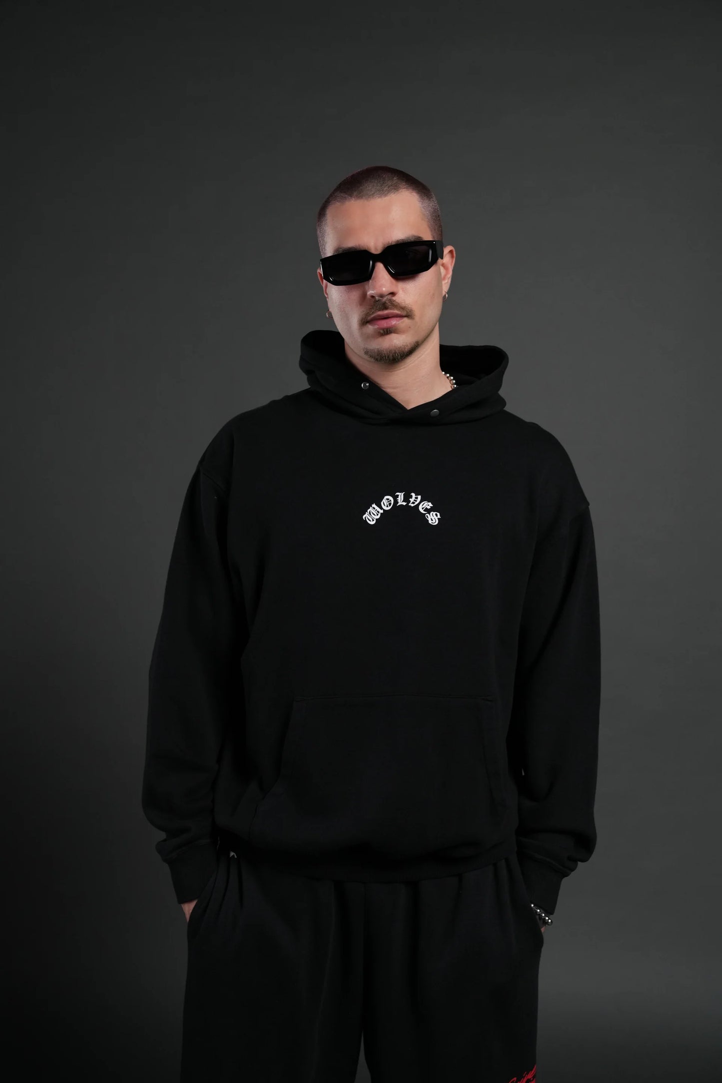 DS-0100 Crossed Hearts “Pierce” Hoodie in Black